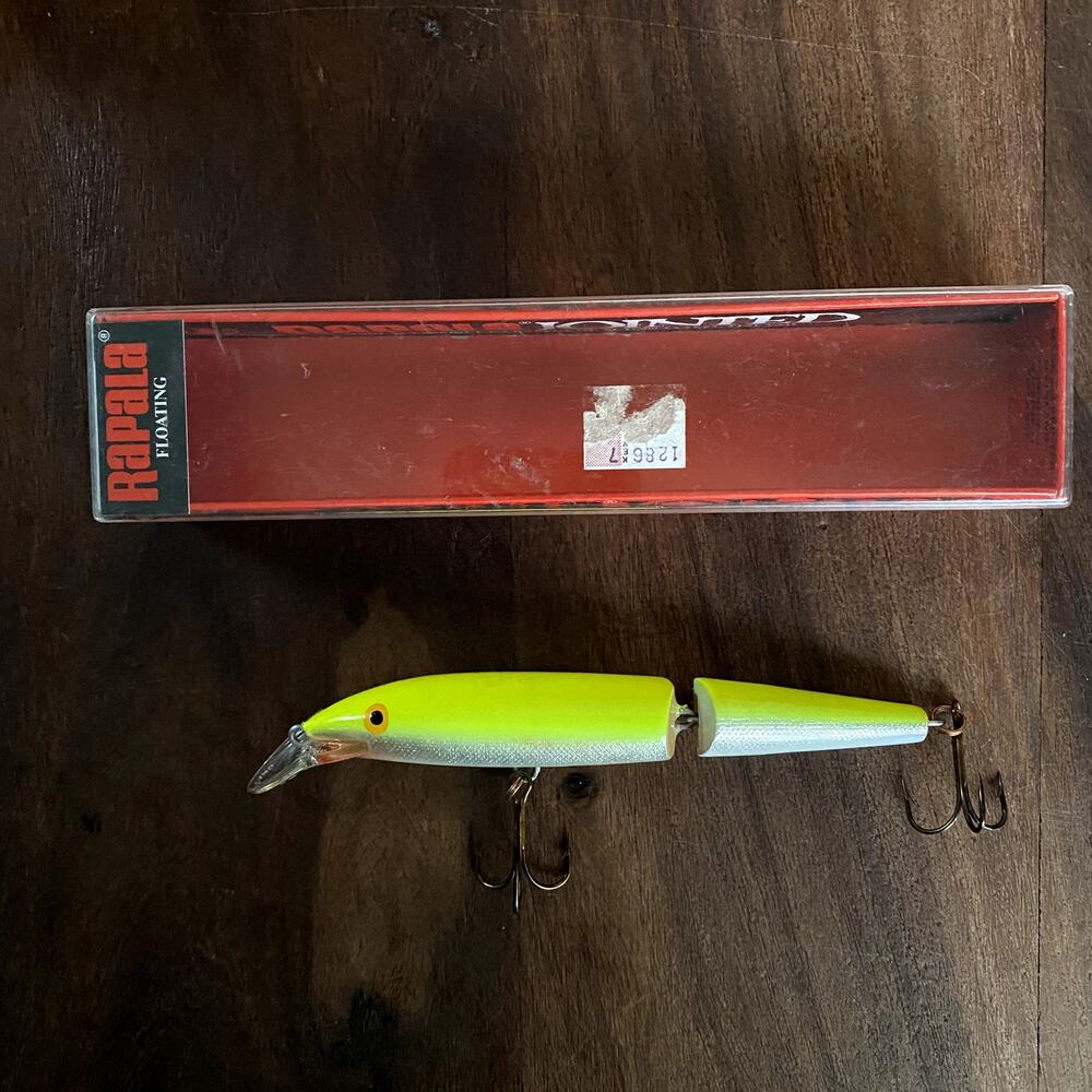 Vintage Rapala Kelluva Floating Jointed J13 Yellow Fishing Lure 13cm Minnow Bait